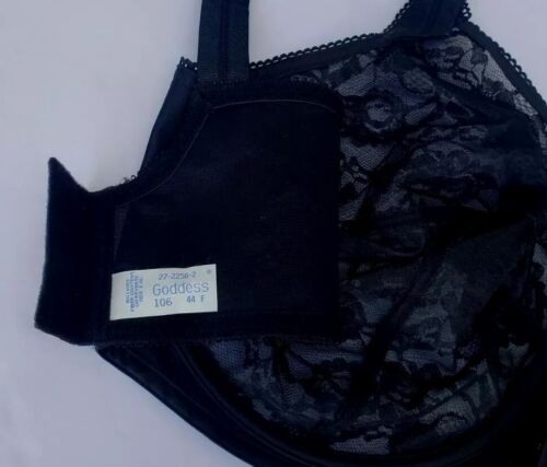 Vintage Goddess Revelation Bra Size 44F Black Style 106 Underwired Lace NEW - Picture 3 of 5
