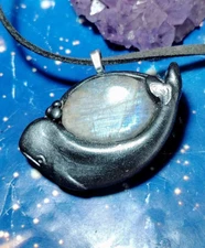Cosmic Whale Pendant Moonstone Necklace. Ocean Goddess Jewelry Crystal Art