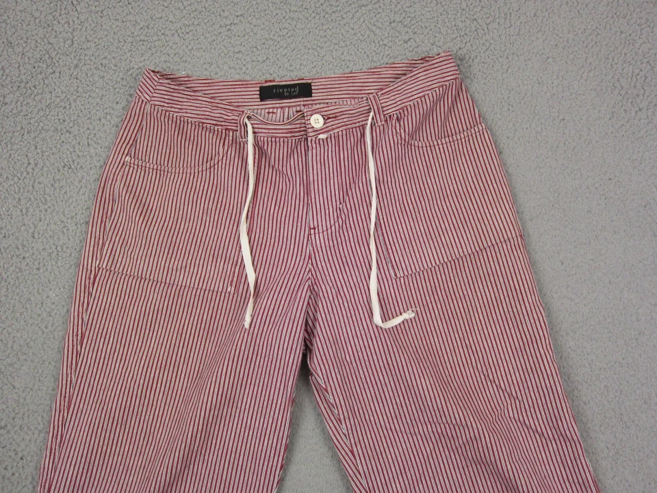 Pantalones Lee vintage para mujer 14 rayas rojas recortados remachados garra cremallera años 80 cordón Foto 2 de 4