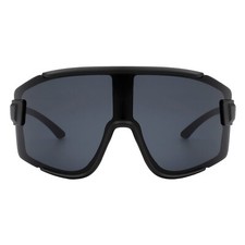 Men's Shield Wrap Around Sunglasses Oversized Sports Fashion UV400 Black