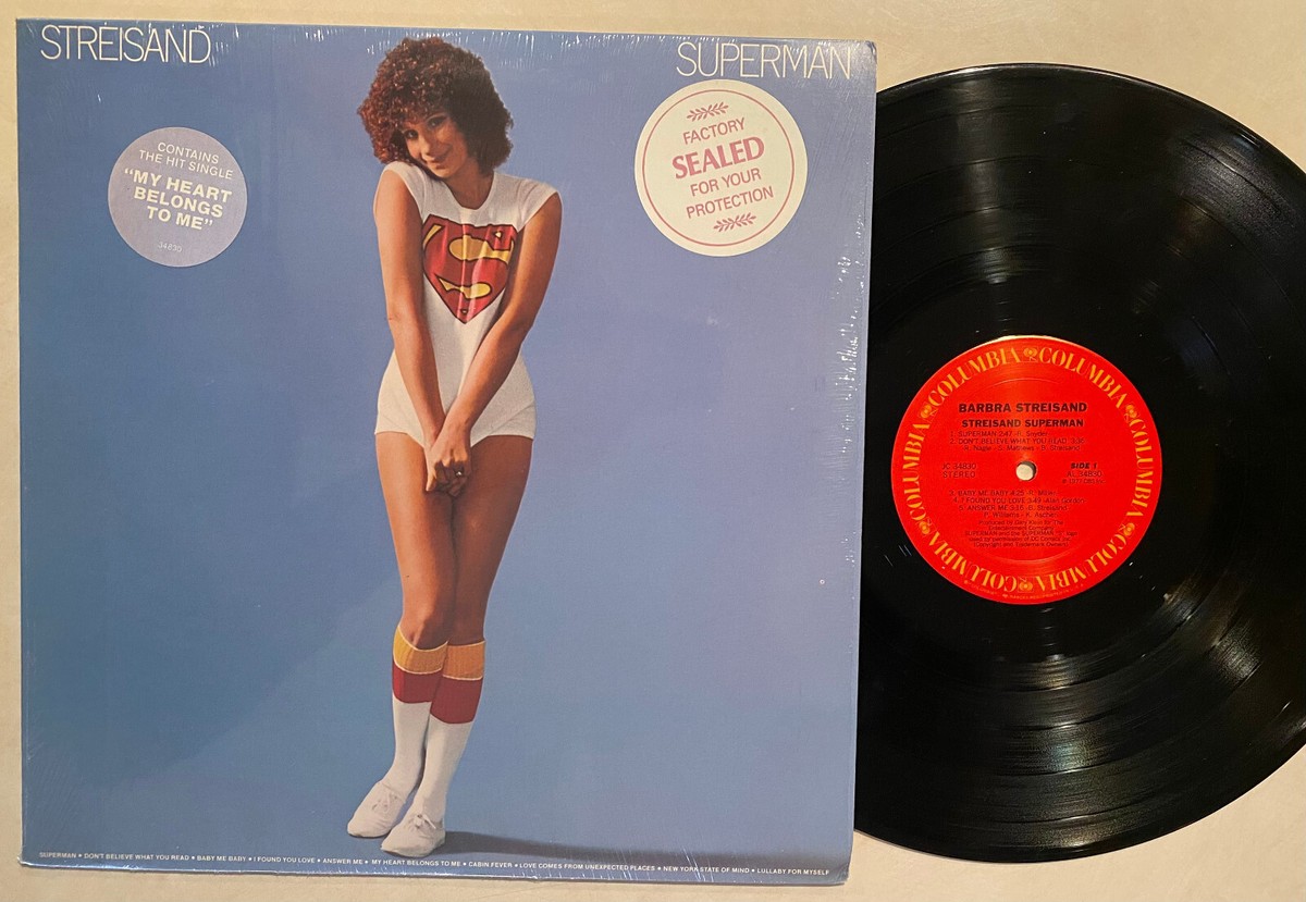 BARBRA STREISAND Superman LP in shrink + lyrics insert & inner
