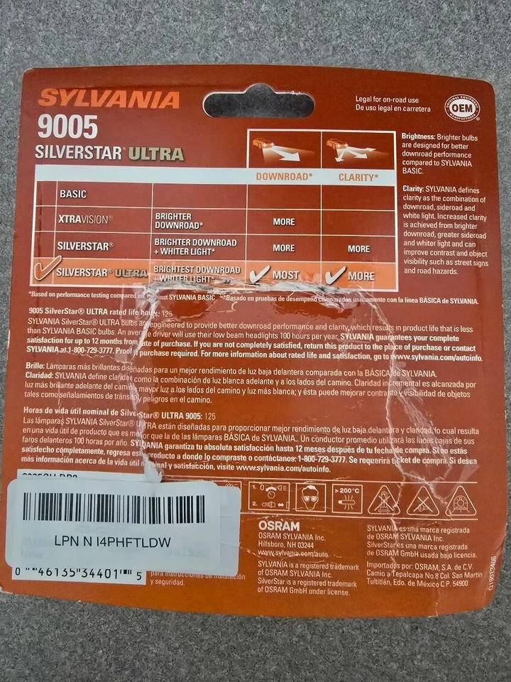 Juego de 2 pares de faros de alto rendimiento SYLVANIA 9005 SilverStar ULTRA Foto 2 de 2