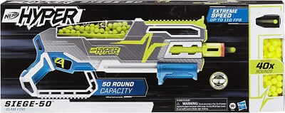 Nerf Hyper Siege-50 Pump-Action Blaster, 40 Nerf Hyper Rounds Included rival