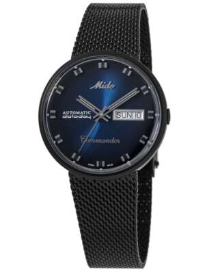 New Mido Commander Shade Blue Dial Black Steel Men's Watch M8429.3.25.11