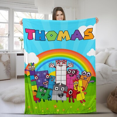 Personalized Numberblocks Quilt Blanket, Numberblocks Kids Blanket, Custom Name