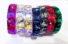 Rhinestone Crystal Stretch Bracelet Many Colors, Prom Stage Wedding or Pageant