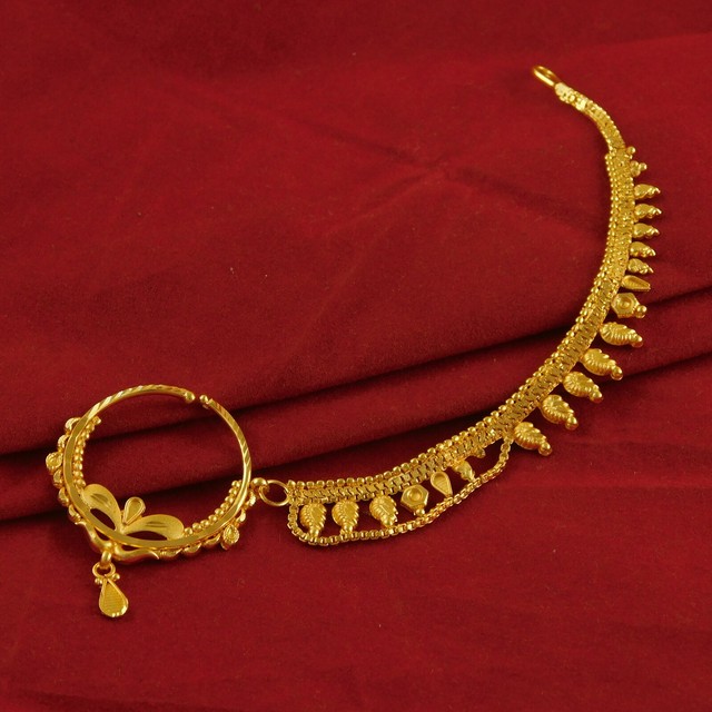 South Indian Traditional 18K Goldplated Nath Nose Rings Ethnic Fashion
