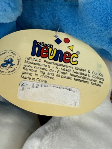 "Pitufo de peluche Peyo Heunec 1999 vintage 12"" con etiqueta" - Imagen 8 de 12