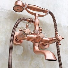 Antique Red Copper Bathtub Faucet Clawfoot Tub Filler Shower Mixer Tap stf803