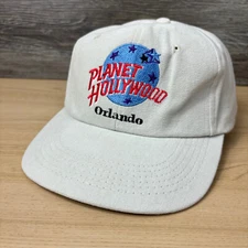 Vintage Planet Hollywood Hat Cap Snapback Off White Orlando USA Made