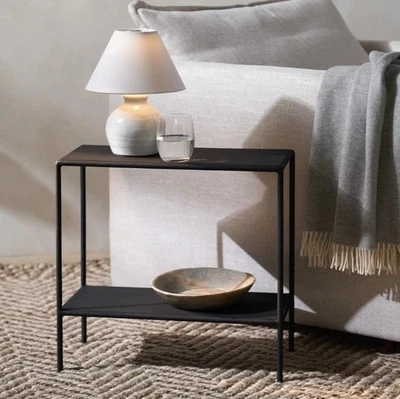 The White Company Marton Sofa Side Table Handcrafted Black Iron Metal Lounge