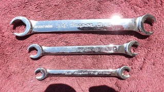 SNAP ON NEAR MINT! 3 PIECE DOUBLE END FLARE NUT WRENCH SET!