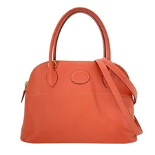 HERMES Bolide 27 □L Stamp Rose Jaipur SHW Shoulder Bag #394