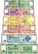 Lebanon 1000-100000 Livres 6 Pieces Set, 2014-2022, P-90-95, UNC