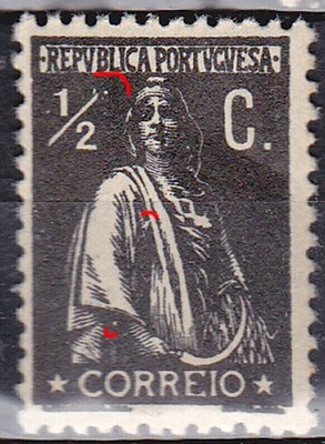 PORTUGAL 1912- 1/2C ceres-  cliche XXIV variation -MNHOG no faults.