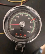 Vintage Pedestal Mount Rac Green Line 9000 Rpm Tachometer 355013 Made In Usa