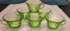 Lot of 6 Uranium Anchor Hocking Green Block Optic Depression Glass Tea Cups