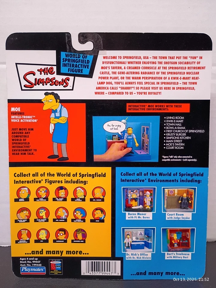Figura interactiva Playmates Toys The Simpsons Moe WoS 2003 sin usar/sellada Foto 3 de 3