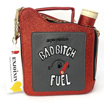 ENJOININ ''Bad Bitch Fuel'' Red Glitter Gas Can Purse   NWT