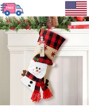 Minetom Christmas Stockings with Personalized Name Tag, 18" Christmas Stocking S