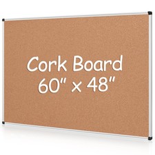 Extra Large Cork Bulletin Board 60" X 48", Silver Aluminum Framed 5'x4' Corkb...