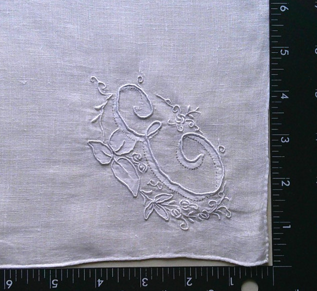 E initial monogram embroidered applique vintage h… - image 3