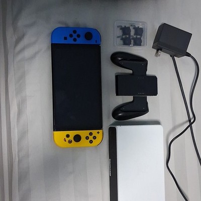 Oled Nintendo Switch Console, Neon Blue & Yellow Joy-Con, Case, Replacments