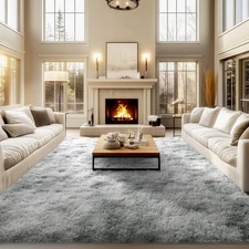 qulint Area Rugs 9x12 Living Room, Large Fluffy Rug for Bedroom, Soft Shag Sh...