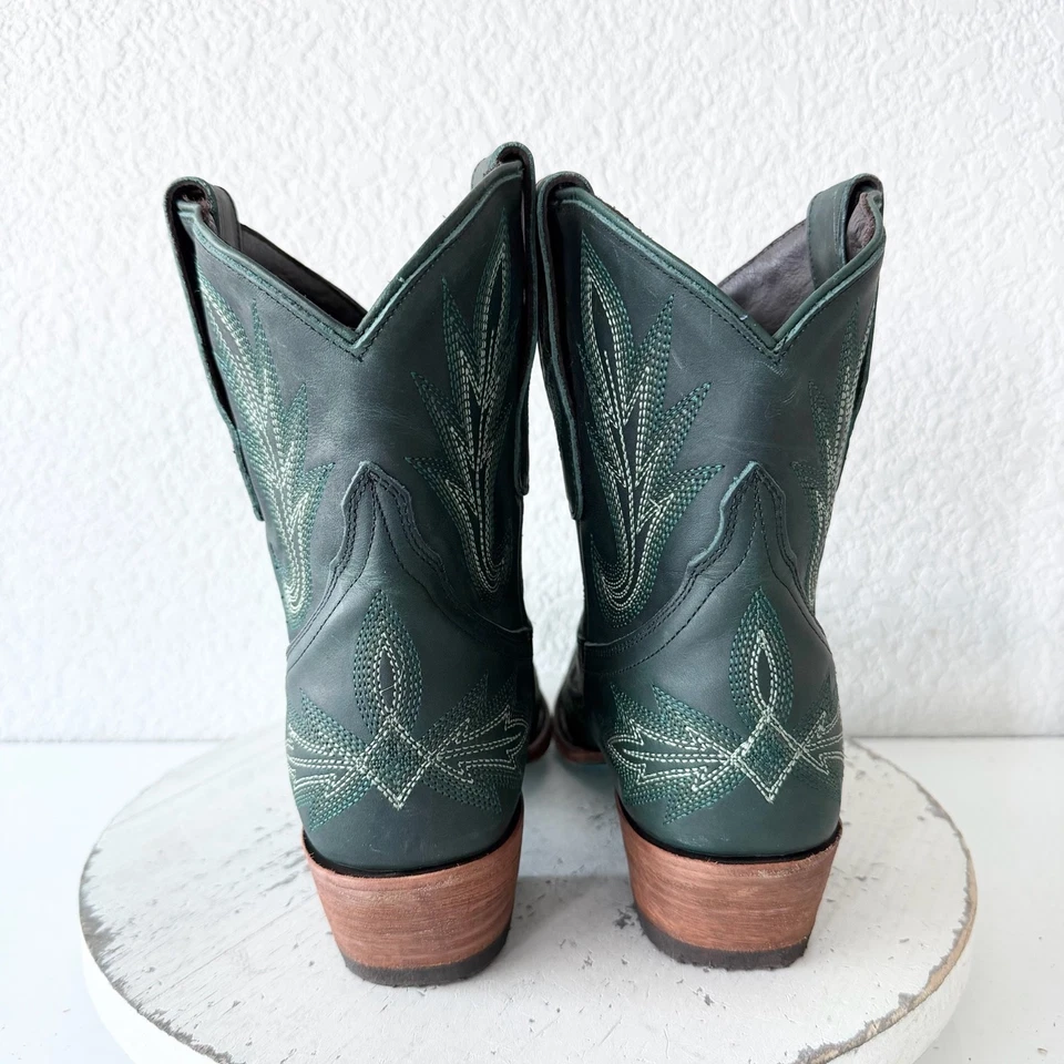 Lane LEXINGTON Womens Cowboy Bootie 8 Green Western Cowgirl Short Ankle Boots - Image 3 of 4