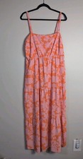 Social Standard by Sanctuary Orange Pink Floral Print Maxi Dress Size XXL