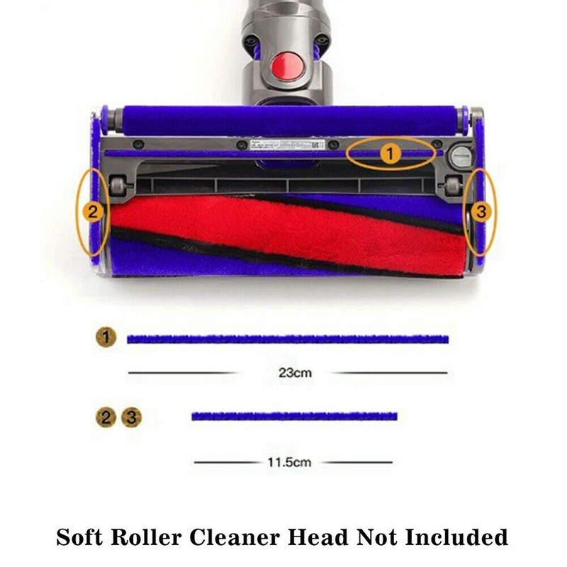 3pcs Plush Strips For Dyson V6 V7 V8 V10 V11 Vacuum Cleaner Soft Roller Head