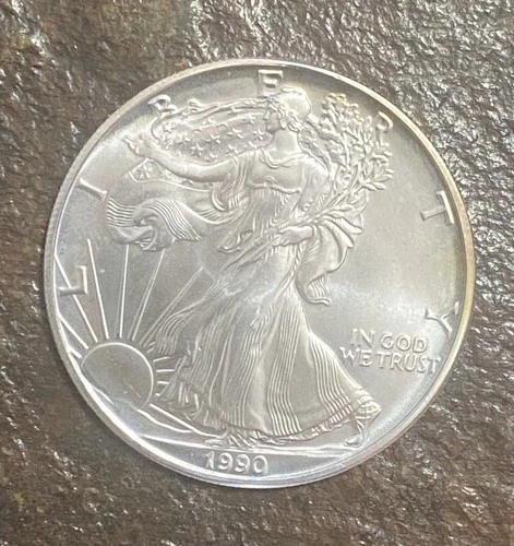 1990 American Silver Eagle Brilliant Uncirculated  99.9% 1 oz Flawless Gem