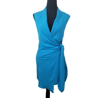 Amanda Uprichard Clara Wrap Dress Teal Safari Blue Size XS NWOT