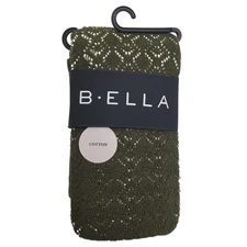Luxury Cotton Crochet Tight Size Tall Olive Green B.ella Codori Italian Hosiery