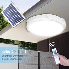 100W Solar Power Ceiling Pendant Light Remote Control Out/Indoor Lamp Waterproof