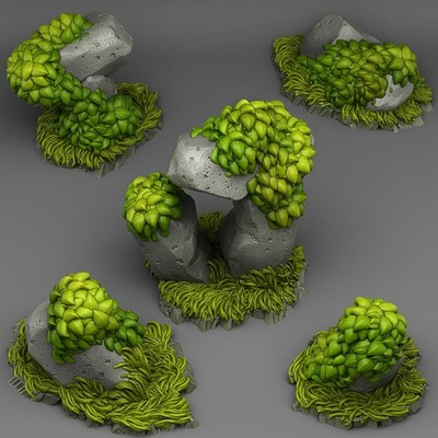 Grassy Rocks - Print Your Monsters - Wargaming D&D DnD
