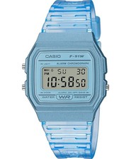 Casio F91WS-2 Men's Classic Transparent Blue Alarm Chronograph LCD Digital Watch