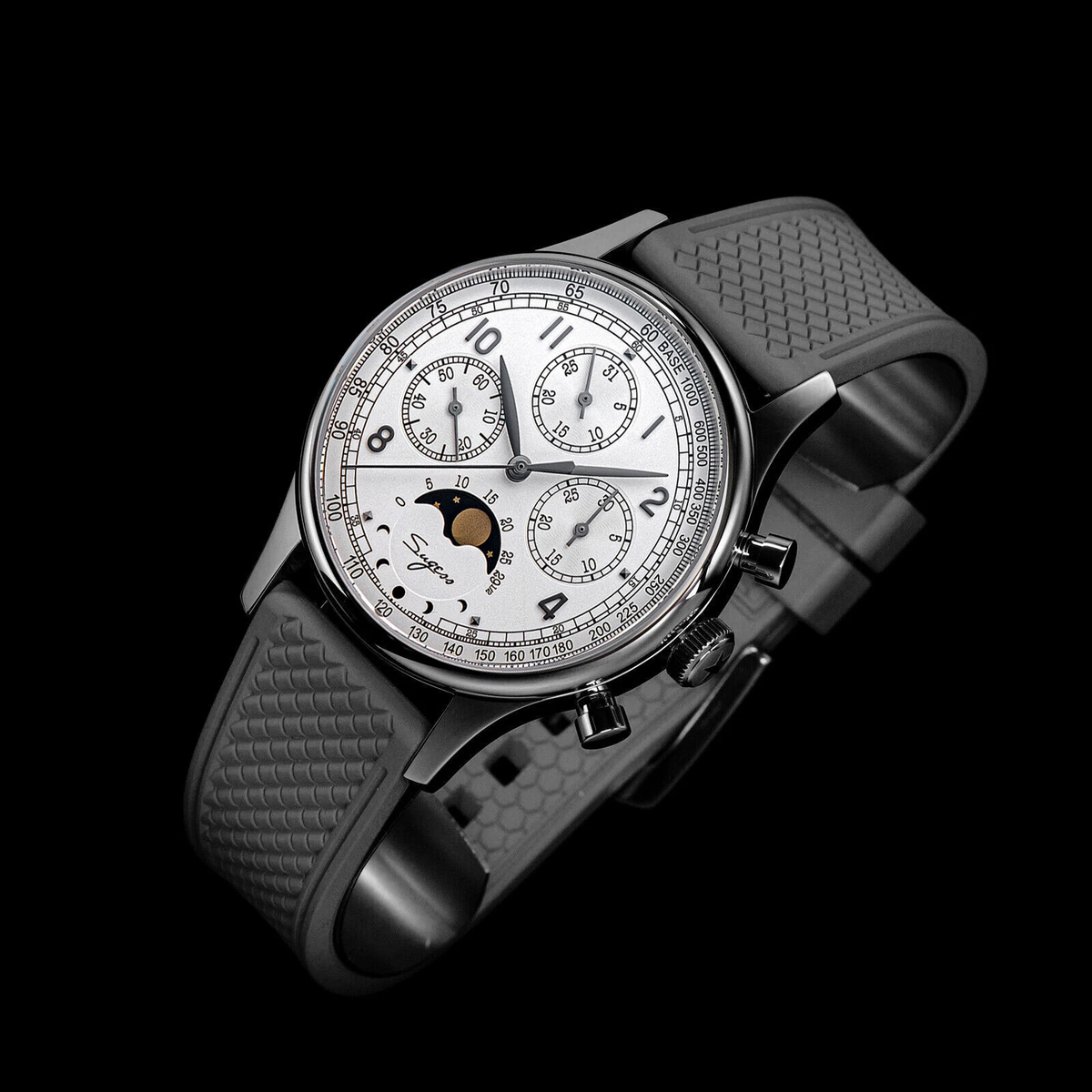 40MM Seagull 1963 Sugess MoonPhase Watch SWAN NECK Chronograph 