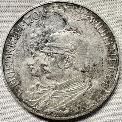 Germany 2 Marks - Wilhem II Prussia 1901 Silver KM# 525 200th Anniv Best Seller