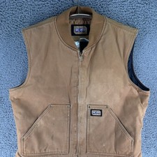 Big Smith Vest Men XL 46-48 Faded Tan Work Utility Quilted Zip Farmcore Canvas