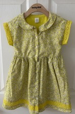 Baby GAP 4 Girl Dress Yellow Floral Eyelet Lace Cottagecore Grandma Vintage Look