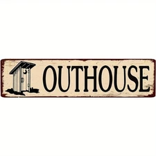Vintage Rustic Outhouse Metal Tin Signs Funny Farmhouse Bathroom Wall Art Decor