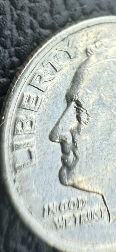 Moneda de diez centavos Roosevelt 1986 P-10C doble golpeada descentrada error de acuñación Foto 4 de 4