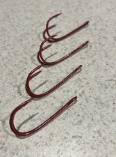PROPIETARIO Gancho Rana Doble 5/0 2X-Vástago Fuerte Perfecto Para Aparejar 25mm Coike ROJO