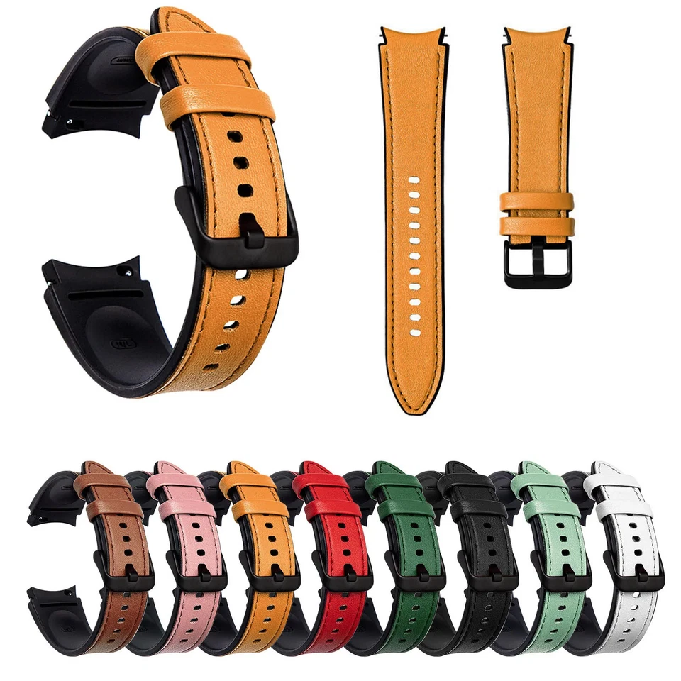 20mm No Gap Rubber Leather Band for Samsung Galaxy Watch 7 6 5 4 40 44mm 43 47mm - Image 2 of 4