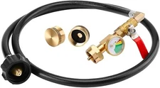 4FT Propane Tank Refill Adapter Extension Hose with Valve and Gauge for fill 1LB