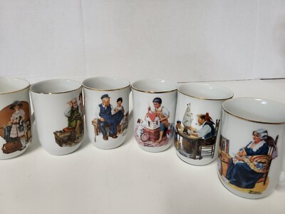 Lot 6 Norman Rockwell Museum Collection Coffee Cups Mugs Variety Of Stories/Pics