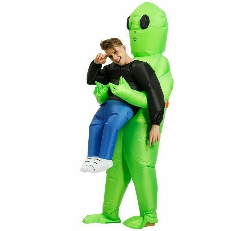 Inflatable Alien Hug From Back Costume for Halloween Party Adult Green Cosplay