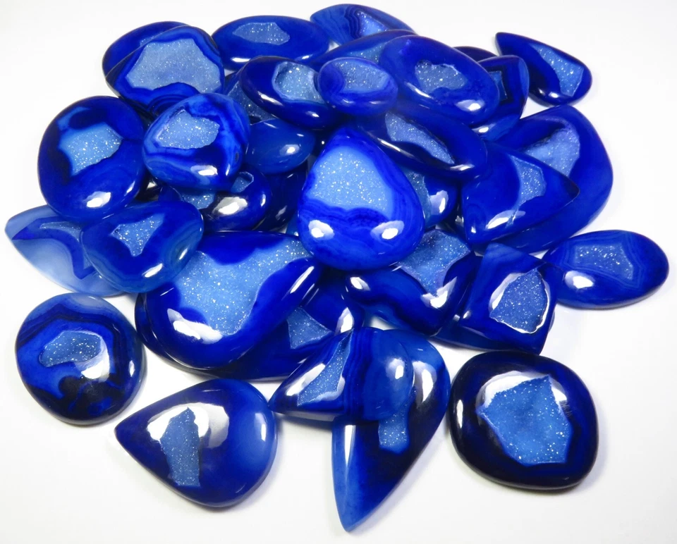 Натуральный оникс друзы жеода драгоценный камень 500-5000 карат синий оникс агат кабошон отдельный лот - Изображение 3 из 4