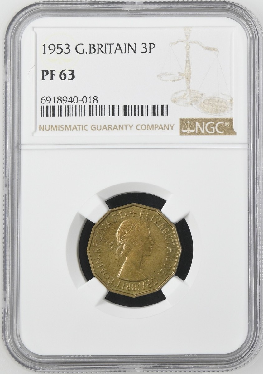 GREAT BRITAIN. 1953 Elizabeth II 3P NGC PF 63 | eBay UK